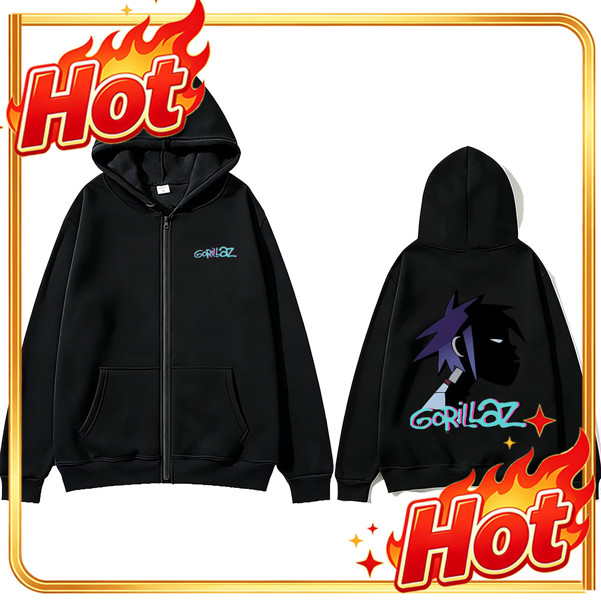 Mens Fashion Zip Up Hoodies - Худи на молнии с графическим принтом