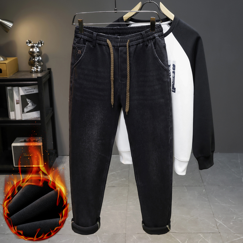 Мужские зимние джинсы из флиса – обзор и цена Men'S Fashion Grey Jeans